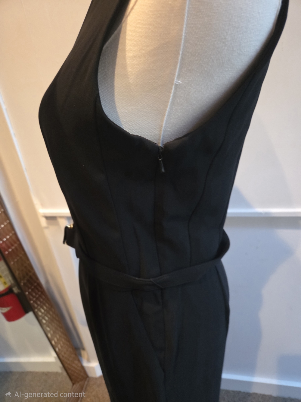 NWT Michael Kors Black Gold Belted Jumpsuit Size 2 - Picture 3 of 6